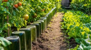 Ne les retirez plus : ces bouteilles en verre retournées au bord des allées sauvent votre potager en douce