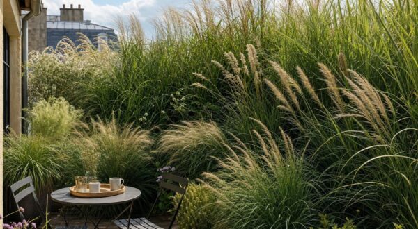 Voisins trop proches : ce trio de graminées planté le long du grillage les a effacés de ma vue en seulement 6 semaines