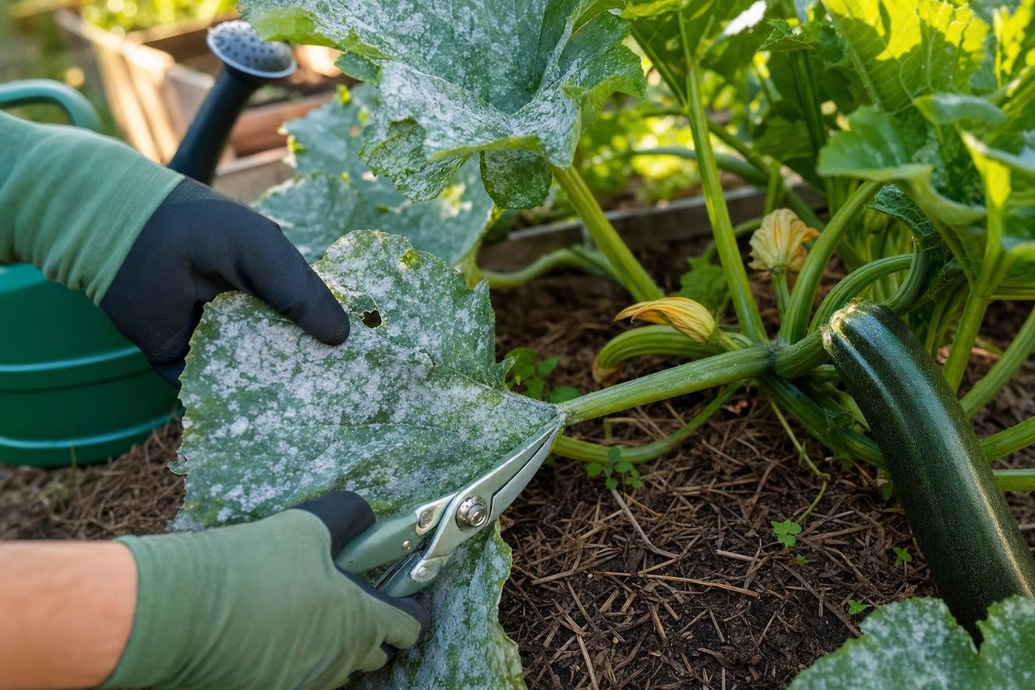 Courgettes et oïdium : ce geste de quelques secondes stoppe net l’attaque avant qu’elle ne ravage tout le potager