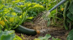 En été, si vous arrosez vos courgettes et concombres à ce moment-là, vous évitez l’oïdium et jusqu’à 50 % d’eau perdue