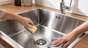 Évier en inox terne : ce geste avec un ingrédient du placard le rend miroir en 3 minutes, sans effort