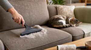 Poils de chat incrustés sur le canapé : jetez le rouleau adhésif, cet accessoire Lidl à 2 € change tout en deux passages