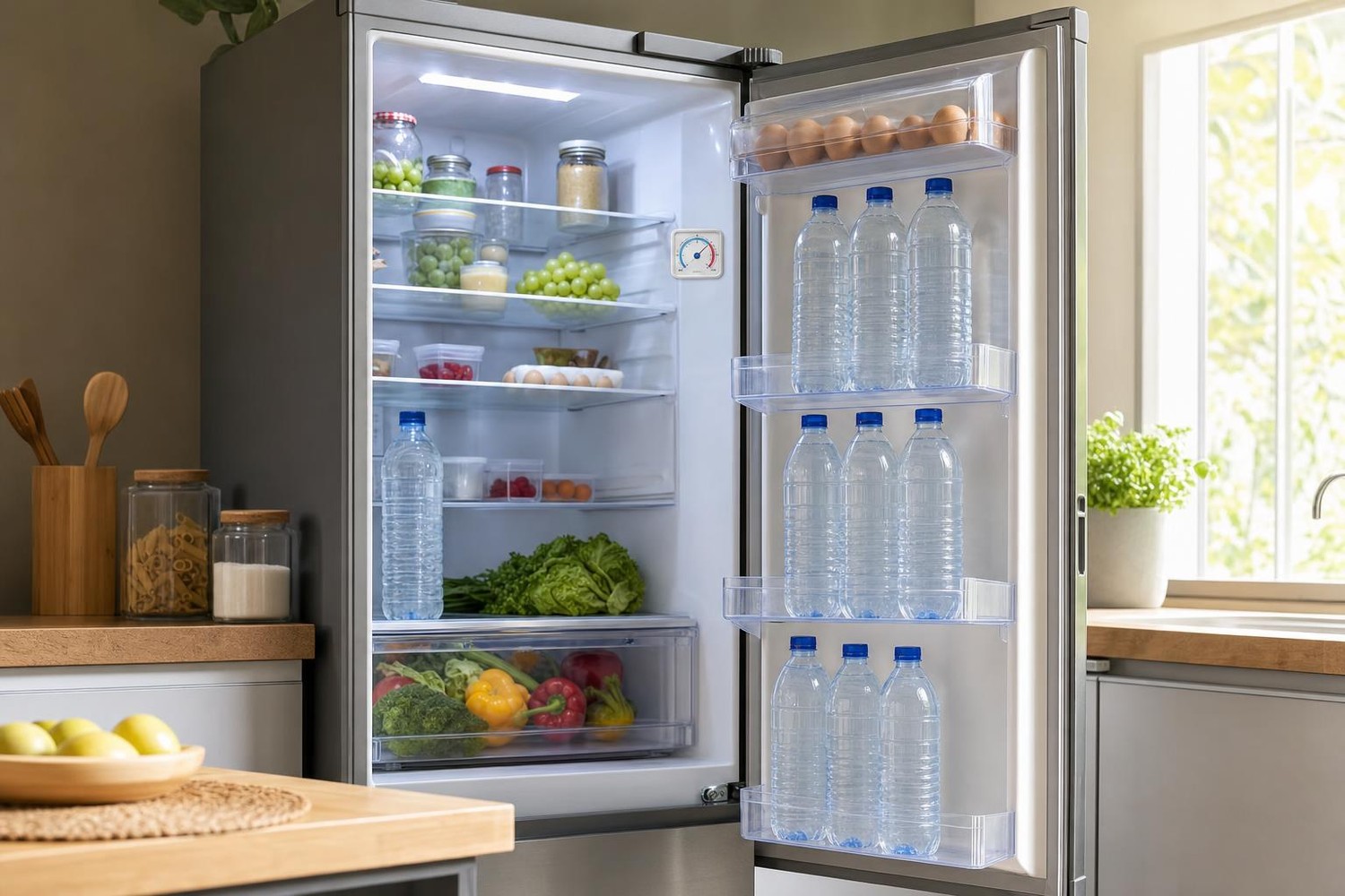 Porte du frigo : cette erreur avec vos bouteilles d’eau vous empêche de les boire vraiment glacées cet été