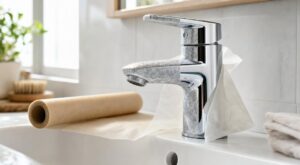 Salle de bain envahie de calcaire : ce rouleau de cuisine fait briller vos robinets 7 jours sans produit spécial