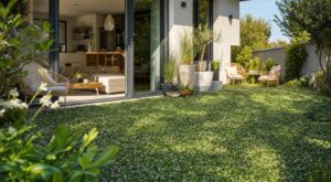 Salon surchauffé derrière la baie vitrée ? Ce tapis végétal remplaçant les dalles grises fait perdre 3 °C sans clim