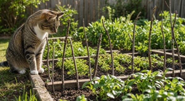 Si vos semis finissent en litière pour chats, cette astuce avec quelques brindilles va enfin les tenir à distance