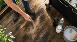 Terrasse en bois pleine de taches : arrêtez le Kärcher, cette poudre d&rsquo;argile pas chère fait tout à votre place