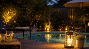 Tout le monde installe cette mise en scène autour de la piscine : c’est exactement ce qui attire les insectes le soir