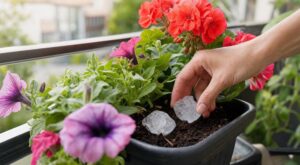 Vous jetez encore ces vieux cubes du congélateur ? Ce qu’ils font en silence à vos jardinières suspendues est bluffant