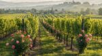 Ce rosier au bout de chaque rang de vigne n’est pas là pour faire joli : l’avertissement qu’il donne aux vignerons