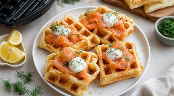 Ces gaufres feuilletées au saumon prêtes en 3 min au gaufrier feront croire que tu as passé des heures en cuisine