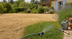 Pelouse jaune après la canicule : ces 3 tests révèlent si votre gazon dort encore… et l’arrosage qui peut le condamner