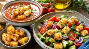 Salades et gaspachos : ce faux croûton au fromage grec ultra croustillant qui change tout en 5 minutes
