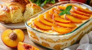 Tiramisu aux pêches : ne mettez plus de biscuits, cette viennoiserie le rend incroyablement fondant