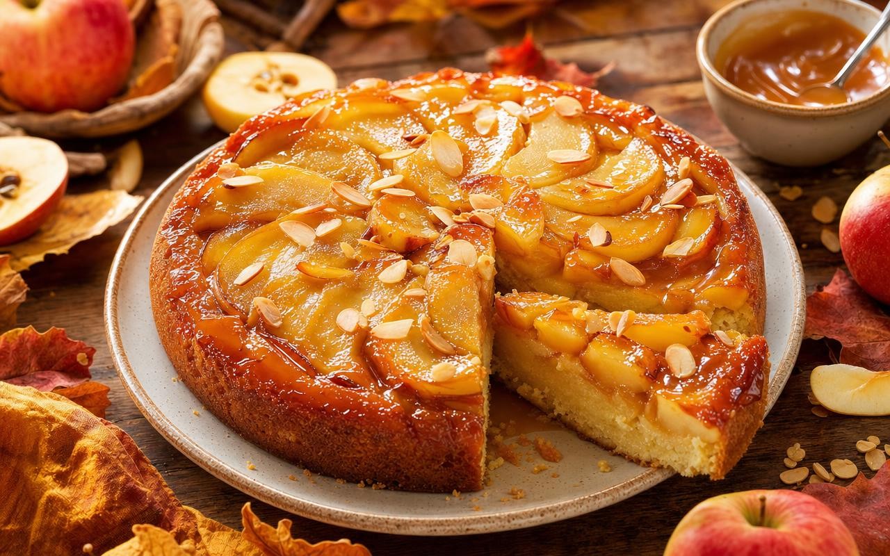 Ce gâteau aux pommes d’automne prêt en 10 minutes et son caramel croustillant ne laissent jamais une miette au goûter