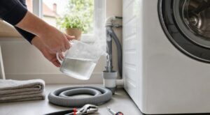 Fuite sous le lave-linge : ce test des 10 secondes avec 1 litre d’eau très chaude décide de qui paiera le plombier