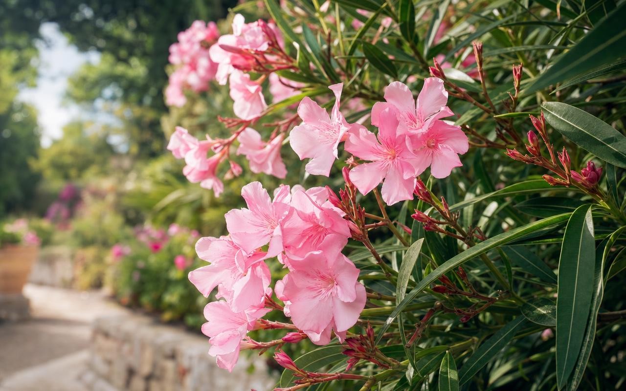 Laurier-rose : ce minuscule détail à ne surtout pas couper en septembre si vous voulez des fleurs jusqu&rsquo;à l&rsquo;hiver