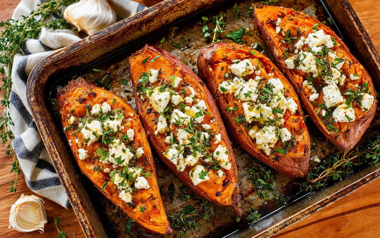 Patates douces rôties à la feta : cette astuce de cuisson sublime le parfum et évite une erreur fatale