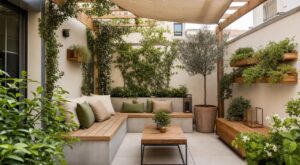 Petite cour de 35 m² : ces 3 aménagements la font paraître deux fois plus grande, le 1er ne se pose même pas au sol