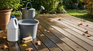 Terrasse : ne faites plus cette erreur avec l’eau de Javel avant l’automne, vos lames et votre jardin n’y résisteront pas