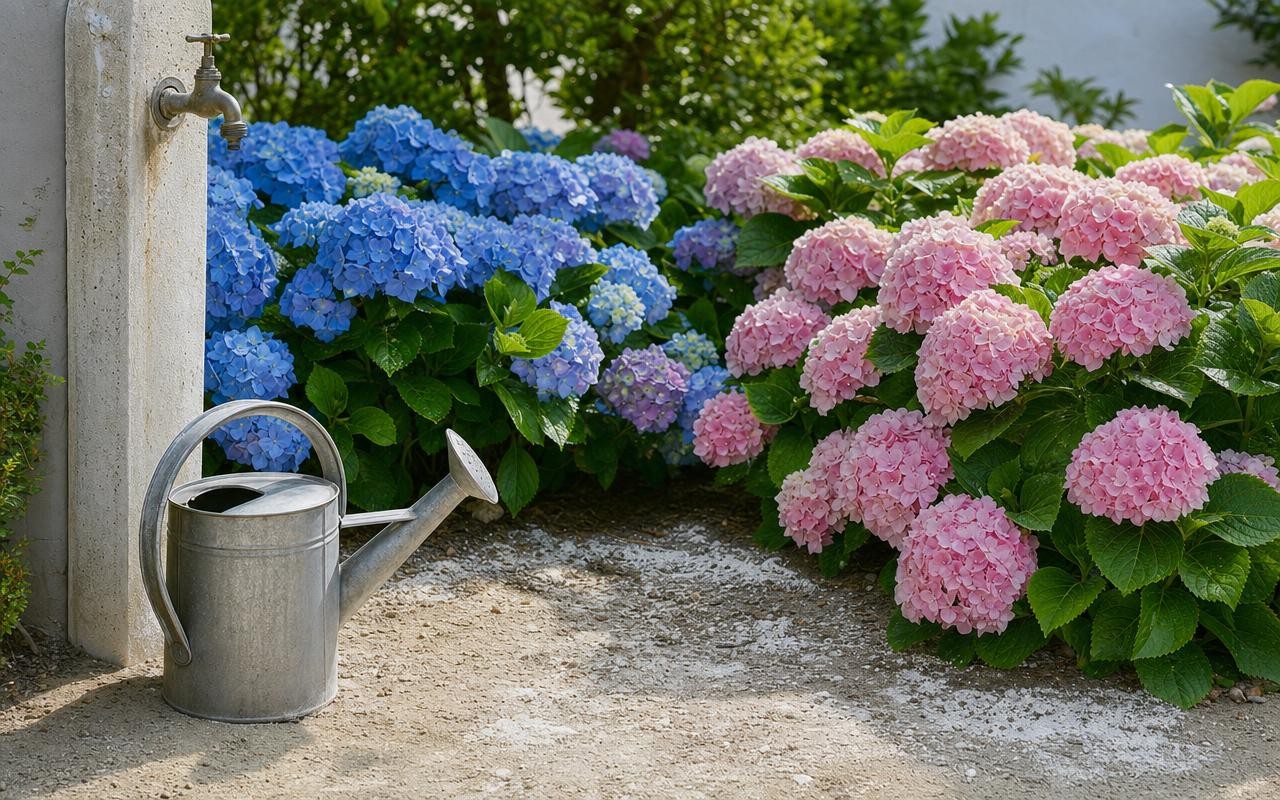 Vos hortensias bleus virent au rose ? Ce geste banal à l’eau du robinet les décolore en silence, ne le faites plus