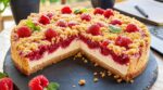 Ce gâteau allemand aux framboises façon cheesecake crumble a survécu au trajet et rendu le bureau accro à la recette