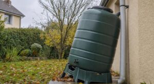 Il a posé son récupérateur d'eau sur le socle en plastique fourni : aux pluies d'octobre, c'est le couvreur qui a regardé sous la cuve